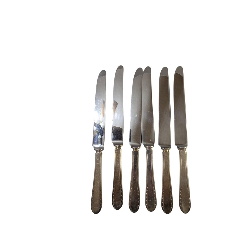 Holmes & Edwards May Queen Silverplate Dinner Knives Stainless Blades Set of 6